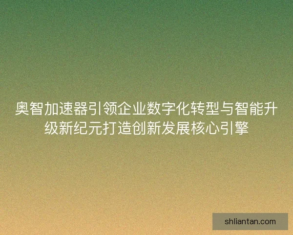 奥智加速器引领企业数字化转型与智能升级新纪元打造创新发展核心引擎