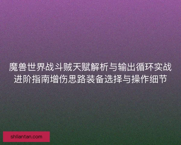魔兽世界战斗贼天赋解析与输出循环实战进阶指南增伤思路装备选择与操作细节